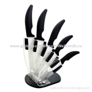 Ceramic knife set with acrylic block